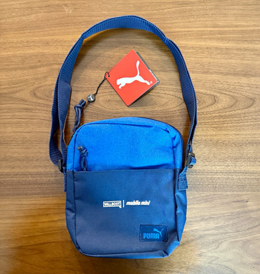 PUMA x mobile mini Small Crossbody Shoulder Bag, Blue, Zip, Adjustable Strap
