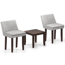 3 PCS Accent Table & Chair Set Modern Upholstered Fabric Side Leisure Chair