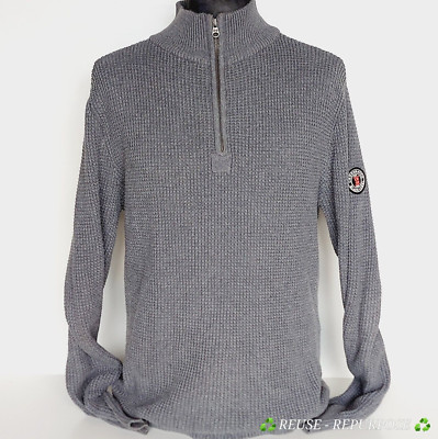 Crosshatch - Men's Extra Large Pullover Jumper Sweater Grey Quarter Zip Knitwear
