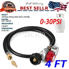 BBQ 0-30PSI Adjustable High Pressure Propane Regulator With Hose&Gauge Gas Grill
