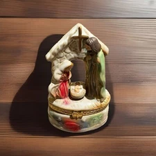Christmas holiday  Mini Nativity trinket box jewelry box 4”