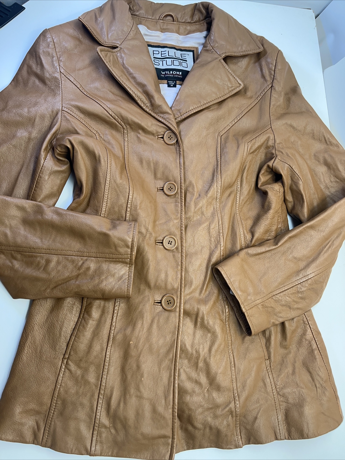 WILSONS LEATHER PELLE STUDIO RN 69426 Brown LEATHER JACKET BLAZER