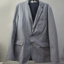 J Crew Blue White Blazer Ludlow Jacket L Gingham Lined Sporty Fit Two Button