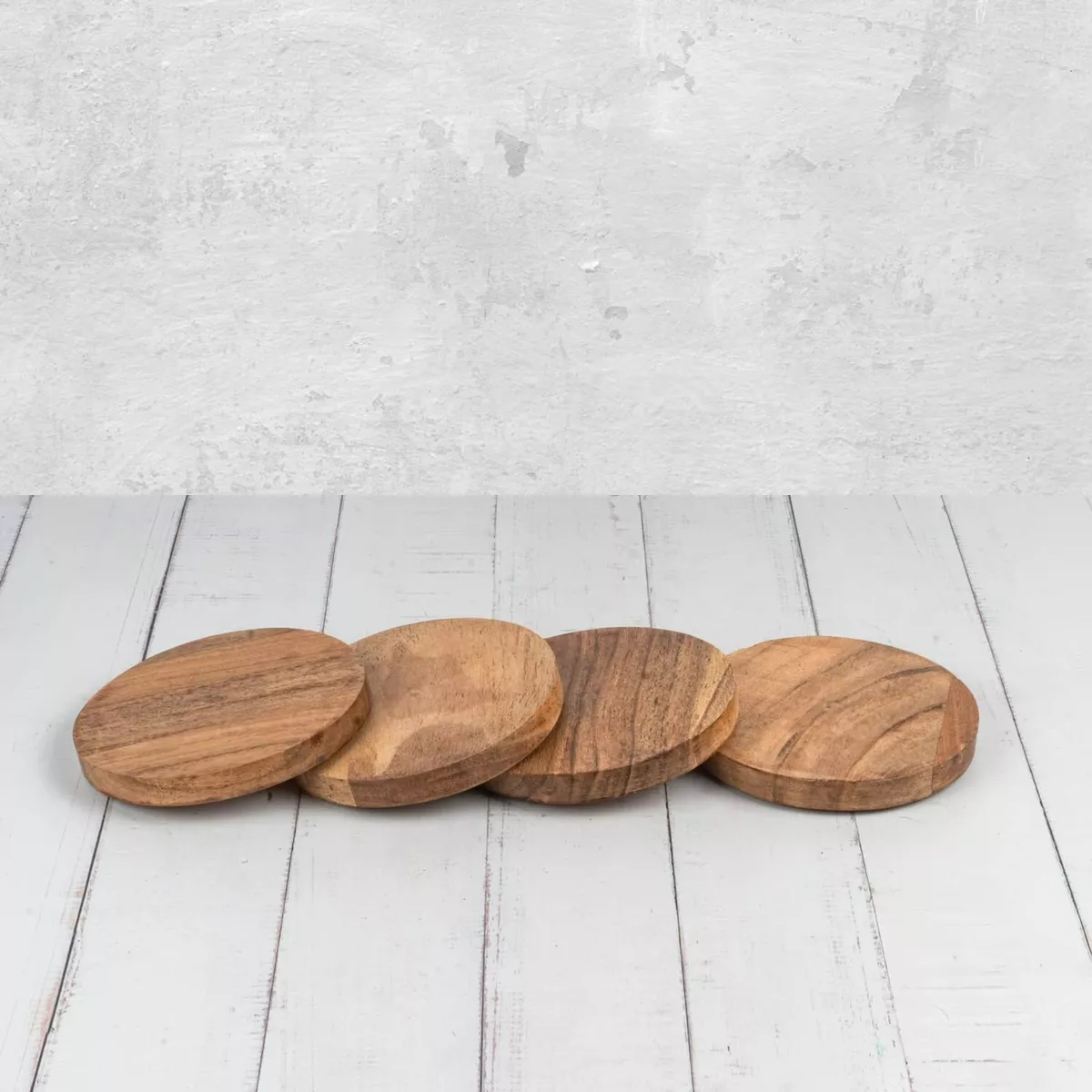 Wooden Coasters for Drinks - Natural Acacia Wood Drink Coaster Set
