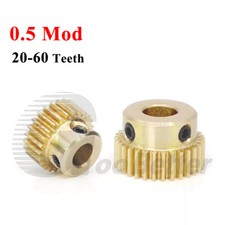 0.5 Mod Brass Pinion Spur Gear 20-60T Teeth Bore 4-15mm Transmission Gear & Rack