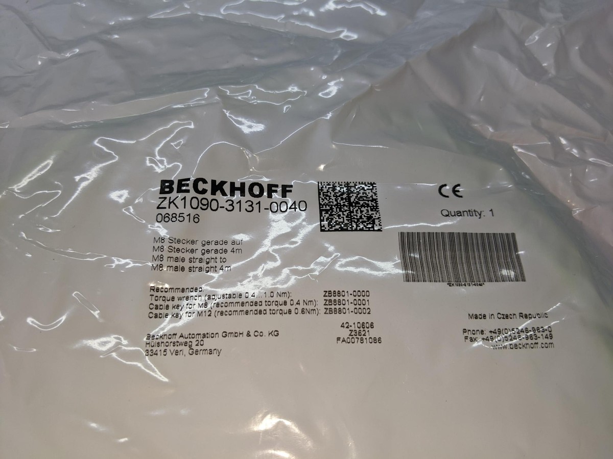 Beckhoff ZK1090-3131-6030 EtherCAT-Leitung robotertauglich M8 gerade 4pol 3m