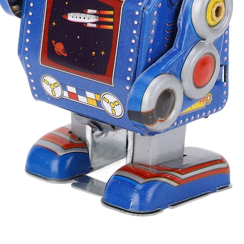 (Blue)Wind Up Robot Toy Hand Made Decorative Vintage Clockwork Robot Toy - Picture 7 of 22