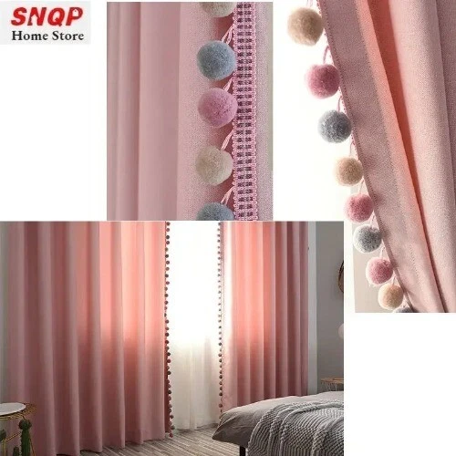 Pink Blackout Curtains Living Room Cotton Linen Curtains  Shading Window Drapes - Image 3 of 4