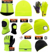MENS Hi-Visibility HI VIZ Work Wear NEON Thermal Beanie Hat Gloves Balaclava