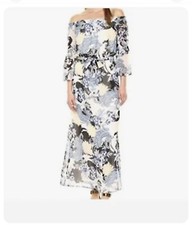 Nine West Dress-Off The Shoulder Bell Sleeve Floral Maxi Dress Sz. 12