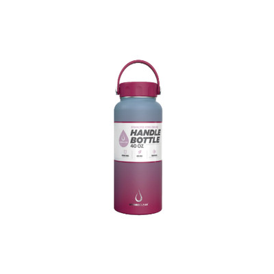 HydroClear 40oz STAINLESS STEEL  OMBRE HANDLE CAP  -RED/PINK-