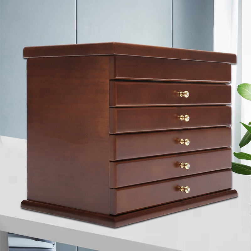 6 Tiers Jewelry Storage Vintage Box/Case Wooden Jewelry Organizer/Collection