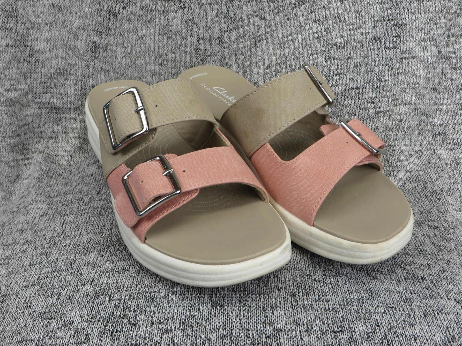 Sandali Clarks Cloudsteppers Drift Buckle 8 5 M usati in ottime condizioni doppia fibbia rosa marrone cinturini