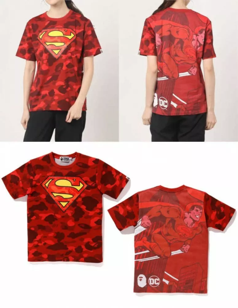 A BATHING APE Women's T-Shirt BAPE x DC Comics SUPERMAN COLOR CAMO Pattern Japan
