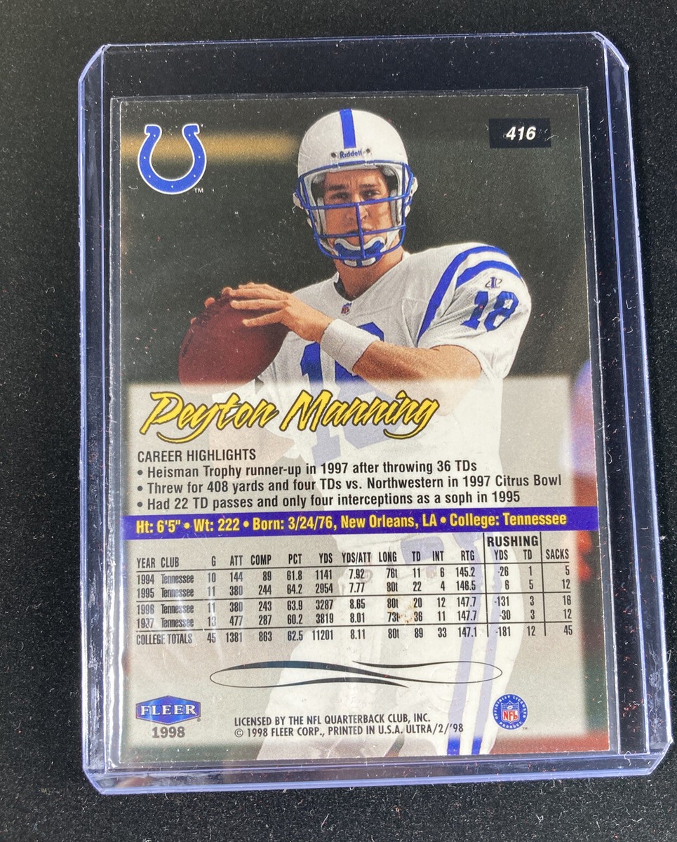 1998 Fleer Ultra Peyton Manning Indianapolis Colts #416