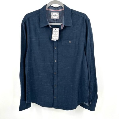 Flag & Anthem Alvord slub button down shirt in blue indigo Size M