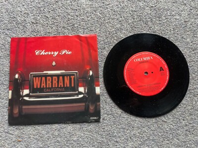 WARRANT  Cherry Pie  7  Vinyl RECORD Single 1991 Columbia 656686-7 Rare
