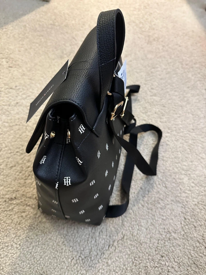 Tommy Hilfiger Women’s Flap Backpack Black Logo (New) - Image 2 of 4