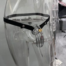 Cage De Chasteté Métal Avec Sangle Élastique Soumission Pour les Hommes BDSM