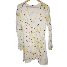 Free People Medium Date Night Mini Dress Sunshine Combo Long Sleeve Lined M