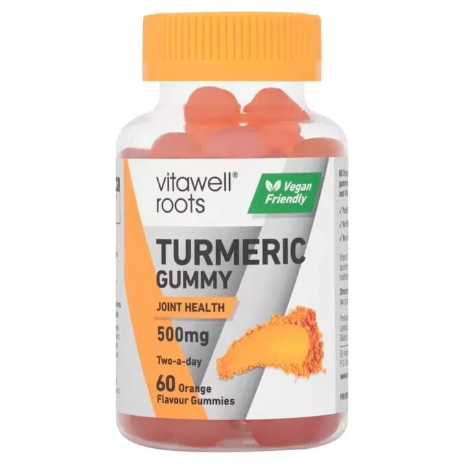 VITAWELL ROOTS TURMERIC GUMMY JOINT HEALTH 500mg 60 ORANGE FLAVOUR GUMMIES