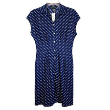 346 Brooks Brothers Blue Nautical Rope Anchor Dress sz 4 New England Sailing