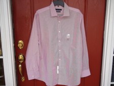 Tommy Hilfiger Men's Dress Shirt 161/2 32/33 Cotton Garnet Striped Athletic fit