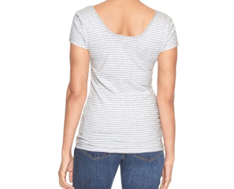 GAP Women s Fitted Stripe Scoopneck Short Sleeve Tee Top Blouse