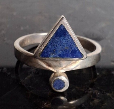 SCHÖNER RING 925 STERLINGSILBER UND LAPISLAZULI GRÖSSE 5,75