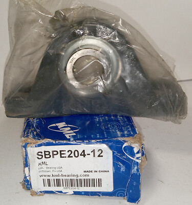 1 NEW KML SBPE204-12 2 BOLT BASE PILLOW BLOCK BEARING NIB ***MAKE OFFER***