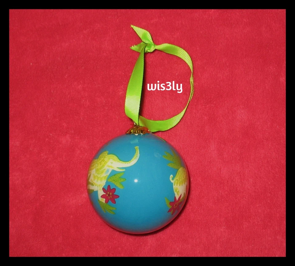 Lilly Pulitzer 2014 adorno de vidrio tronco cian profundo espectáculo elefantes con caja RARO Foto 4 de 4