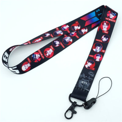Kpop Korea Boys Lanyard Neck Strap Charms Cell Phone Rope KeyChain