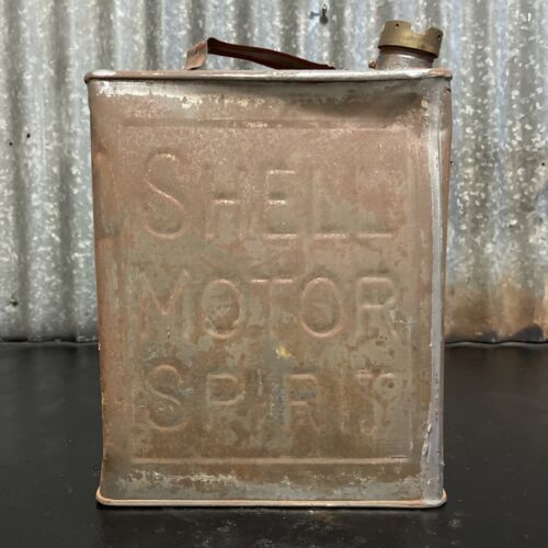 SHELL Running Board 2 Gallons Embossed Vintage Petrol Can Tin - Picture 1 of 8
