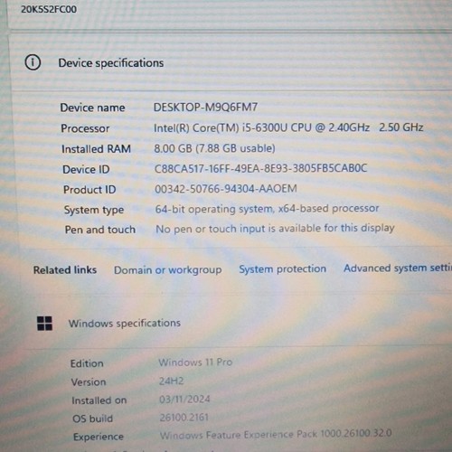 lenovo thinkpad x270,i5 , 12.5" , Wind 11,240Gb SSD, 8Gb DDR4 RAM, Two Batteries - Picture 11 of 22