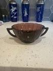 Hazel Atlas Newport Amethyst Purple Handled Cream Soup Bowl Depression Glass
