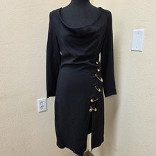 Versace Safety-Pin Slit Cowl Neck Dress