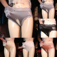 Fashion Briefs Women Crotchless High Strech Knickers Lace Sheer Panties