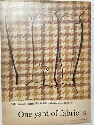 1959 McCalls Patterns Print Ad Milliken Checked Wool 1 Yard Skirts 1950s Fashion