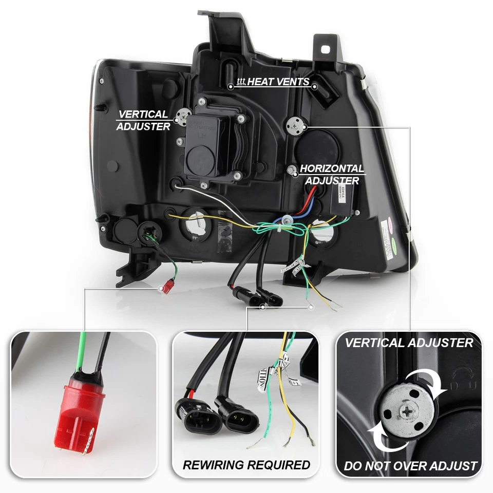 Faros proyectores de tubo LED negros Switchback para Chevy Suburban Tahoe 2007-2013 Foto 4 de 4