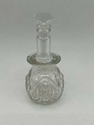 Unique Antique Clear Glass Perfume Bottle With Stopper Small Little Vanity