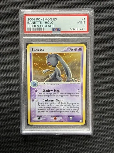 Pokémon 2004 Banette EX Holo Rare 1/101 #1 Hidden Legends PSA 9 MINT