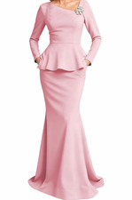 Pink Peplum long sleeve Mermaid dress, size 20W