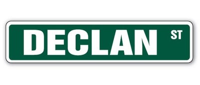 DECLAN Street Sign Childrens Name Room Metal Sign Decal