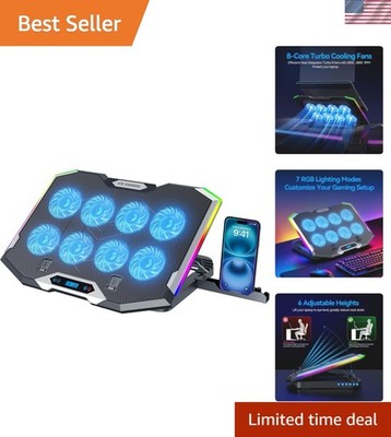 Laptop Cooling Pad with 8 Super Fans & Whisper Quiet - Perfect for 15-17.3 Inch