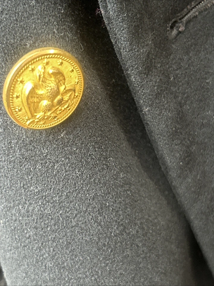 Vintage US Navy Officer's Bridge Coat Black Peacoat Wool Heavy Eagle Button - Image 3 of 4