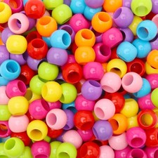 100 Acrylic Beads 12mm With 5.7mm Large Hole Bright Glossy Mix