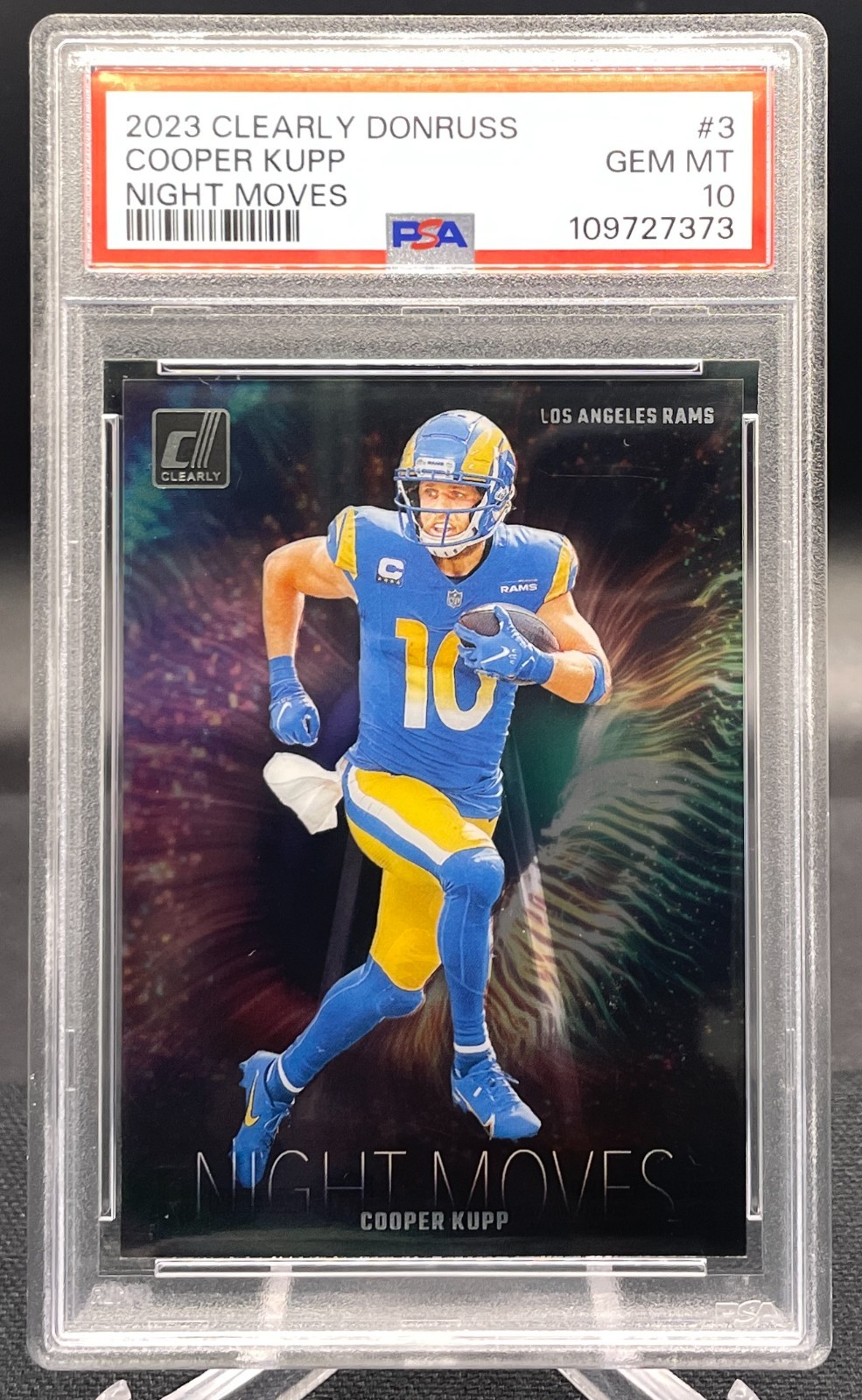 COOPER KUPP 2023 Panini Clearly Donruss NIGHT MOVES CASE HIT PSA 10 LA RAMS