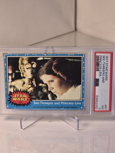 1977 Topps Star Wars #51 See-Threepio and Princess Leia — PSA 3