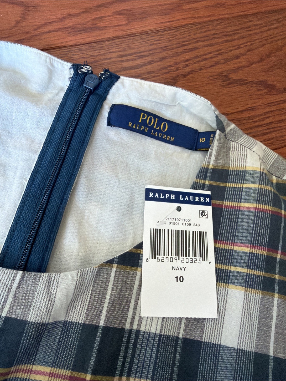 NWT Polo Ralph Lauren Patchwork Madras Plaid Fit Flare Dress Sz 10 $265 thumbnail 3