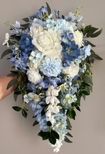 Something Blue Wedding Flowers - Cornflower & Royal Blue Cascade & Bouquets